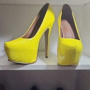 Liliana Yellow Stiletto Platform Heels